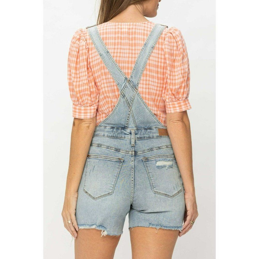 Judy Blue The Daisy Distressed Denim Overall Shorts S-XL New 15210 - Picture 3 of 13